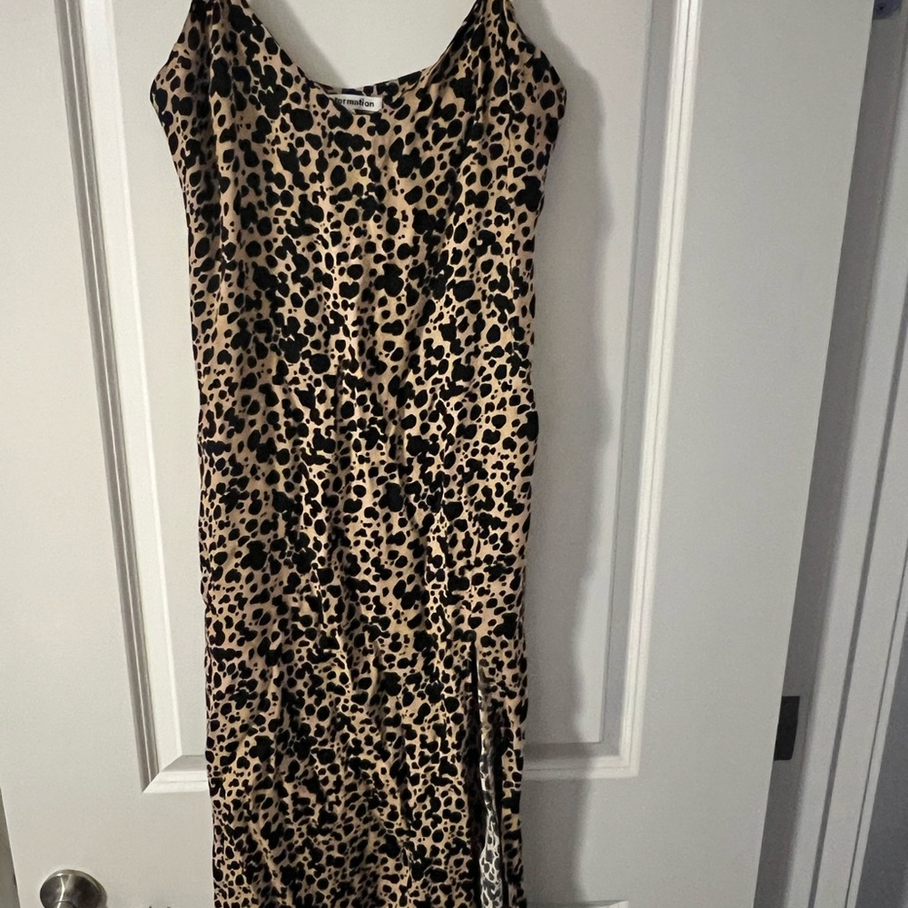 Reformation Leopard Print Midi Slip Dress - Tan & Black